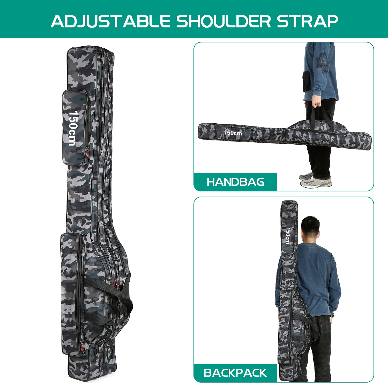 Lixada Sac de Pêche Portable, Housse de Canne à Pêche Pliable à 3 Couches, Boîte de Pêche, Sac de Transport pour Matériel Sac pour Accessoires de pêche, Box pour pêcheurs, Sac à Dos de pêche