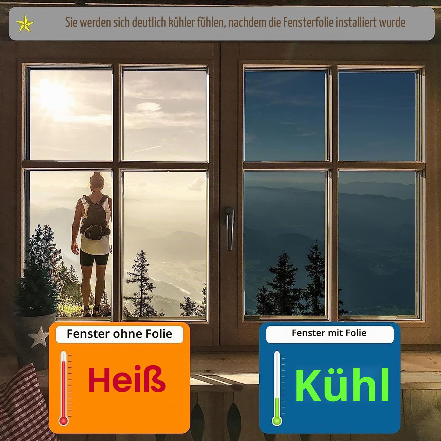 Spiegelfolie Fenster Sichtschutz 90x400, UV Folie Fenster, Sonnenschutzfolie Fenster innen, Sichtschutzfolie Fenster, Fensterfolie Sonnenschutz mit Messer für Wohnzimmer, Schlafzimmer, Büro