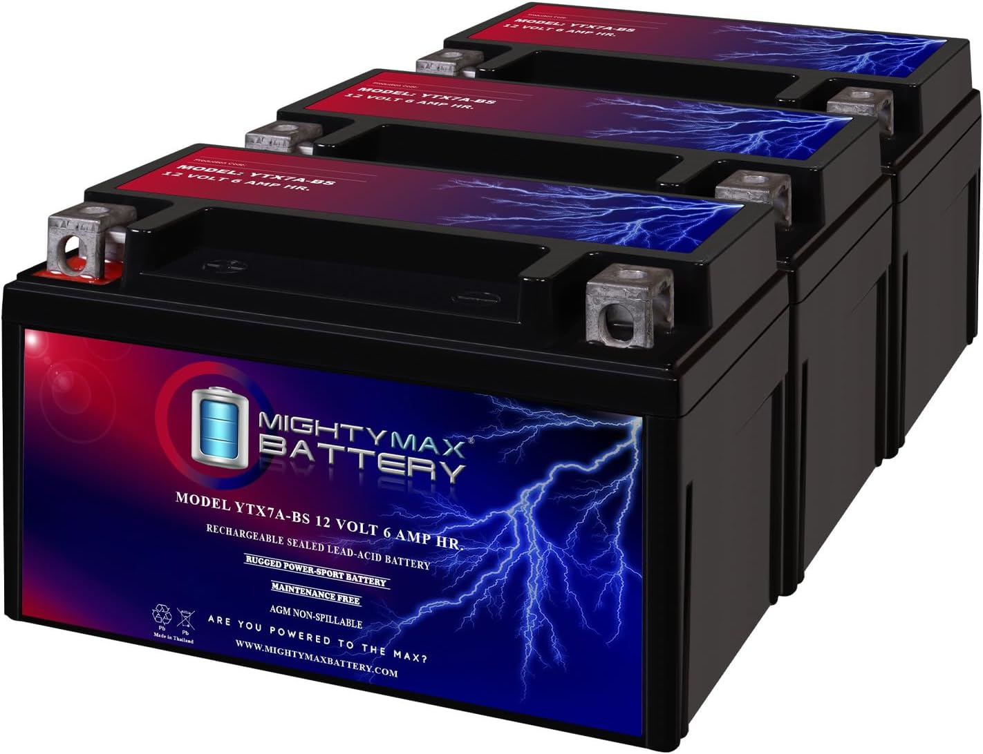 Mighty Max Battery YTX7A-BS Battery for Suzuki LT-R450 QuadRacer 450CC (2006-2009)
