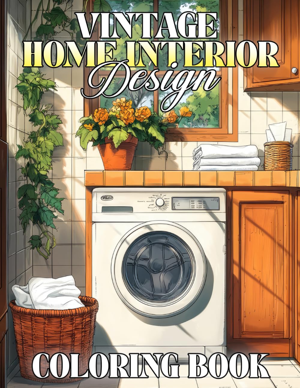 Vintage Home Interior Design Coloring Book: Elegant Rooms Coloring Pages Classic Decorated Houses and Retro Furniture Illustrations for Adults