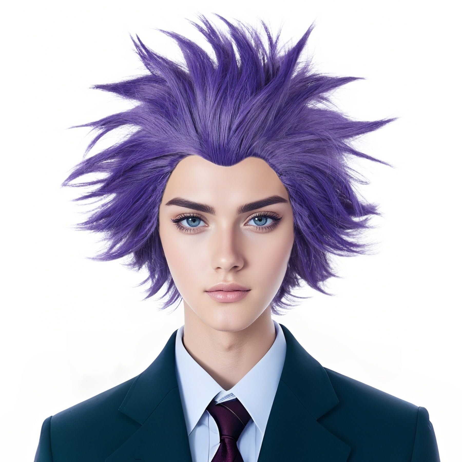 Linfairy Short Purple Halloween Costume Hero Wigs Cosplay Anime Hair High Temp Fiber