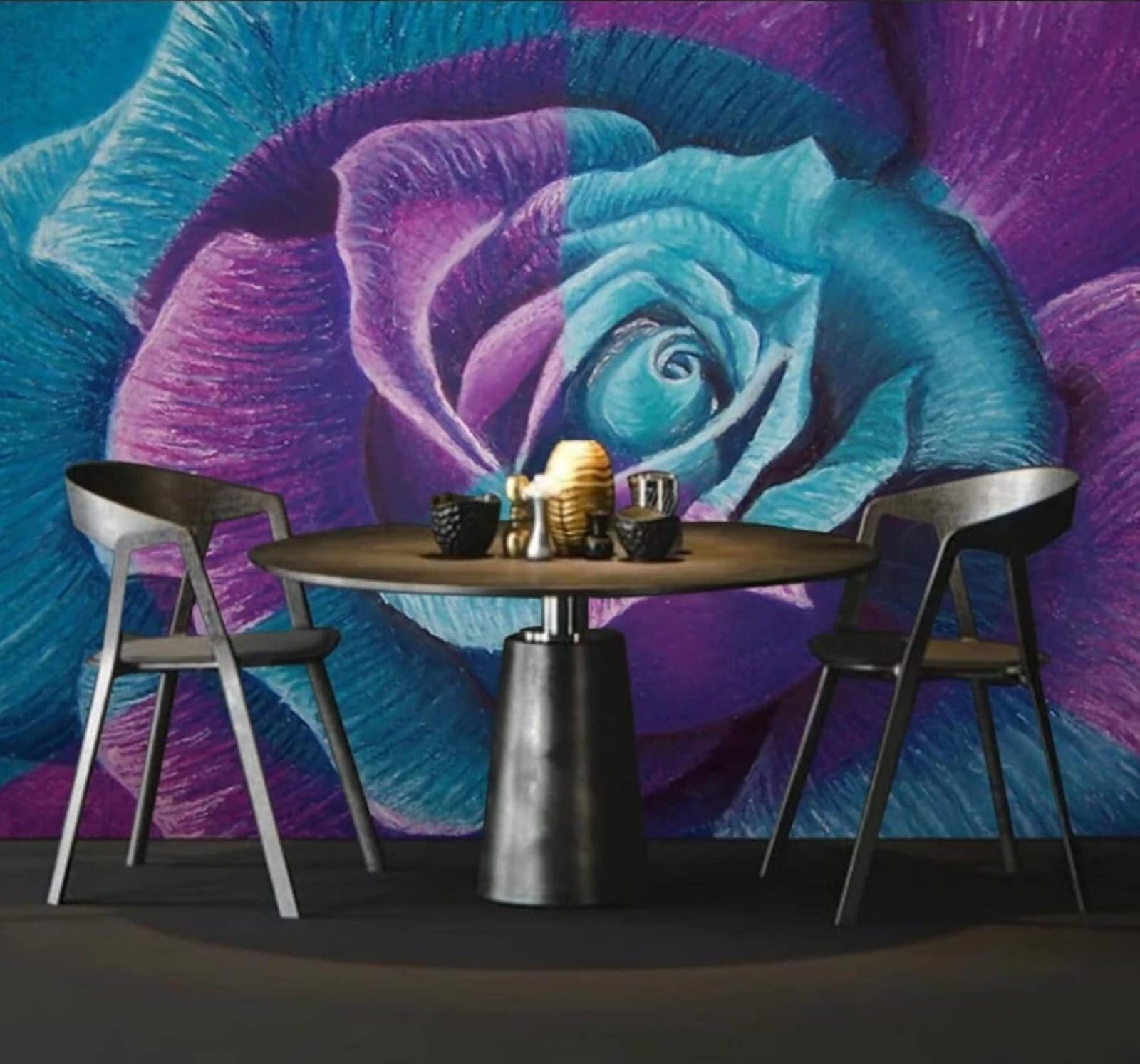 Wallpaper-3D-Xlm 350Cm×256Cm(B×H) Minimalist Three Dimensional Creative Colourful Roses 3D Wallpaper Easy Install Feature Office Living Room Sofa Bedroom Tv Background Wall Decoration-350Cm×256Cm