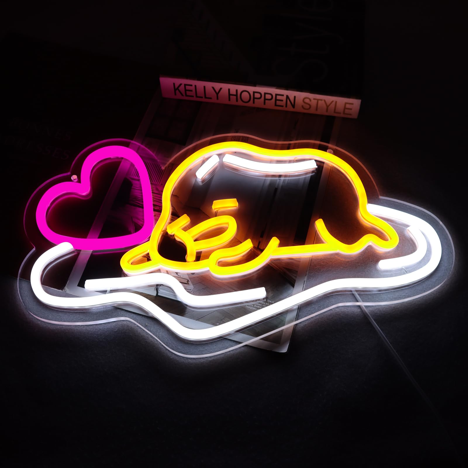 Balanar Lazy Egg Neon Sign,Japanese Lazy Egg Neon Sign,Gudetama Lazy Egg LED Light Sign for Wall Decor for Bedroom And Game Room Decoration,SquishMe Yolk Anime Light,Kids Teens Birthday Gifts