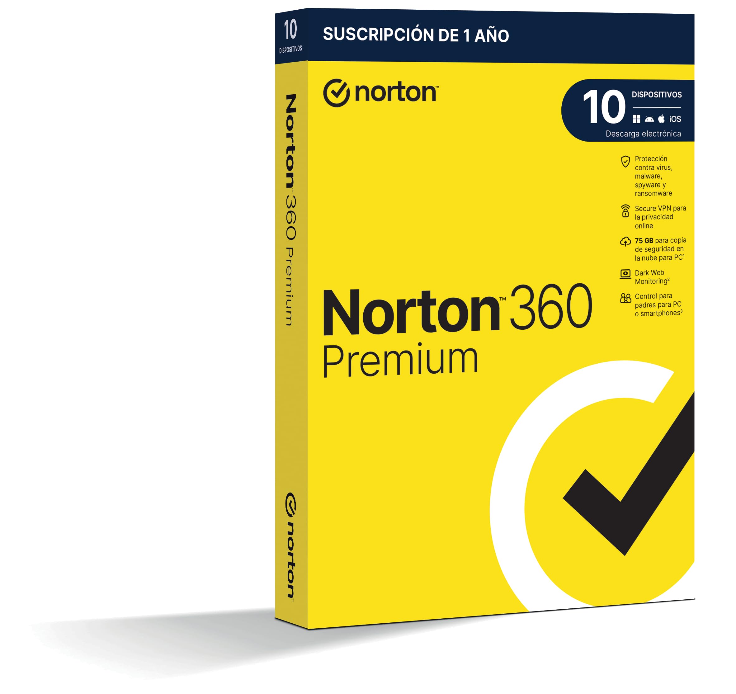 Norton 360 Premium 2026 - Antivirus Software para 10 Dispositivos, 1 Año, para PC, Mac, Tableta o Smartphone