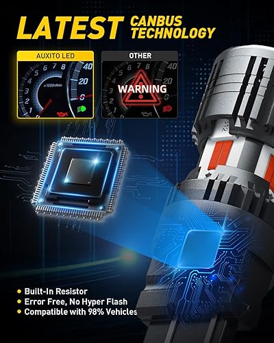 Miniatura 79 de AUXITO CANBUS 7440 Bombillas LED amarillo ámbar 4000 lúmenes para luces intermitentes con resistencia incorporada, antihiperflash 7440NA T20 7441