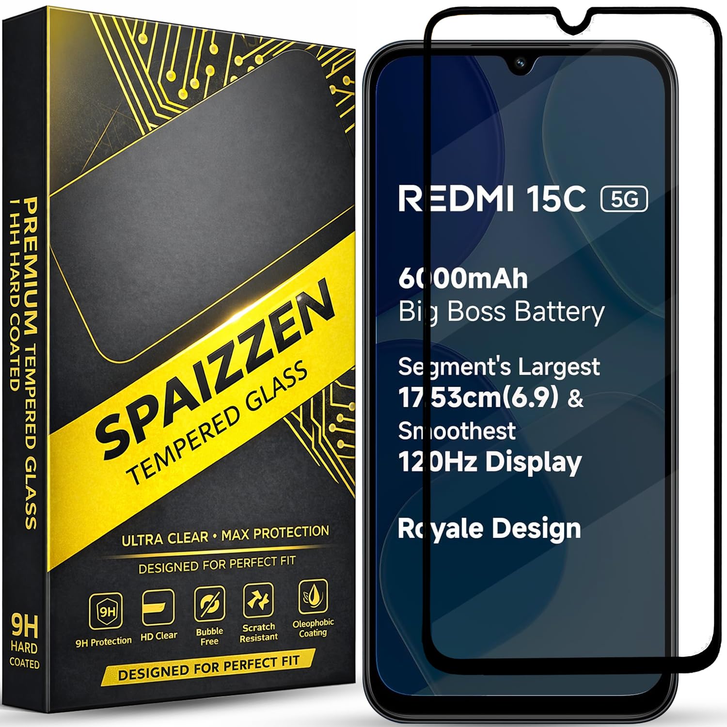 Military-Grade Tempered Glass Screen Protector Compatible for Redmi 15C 5G / Redmi 15C with Edge to Edge Coverage and Easy Self Installation kit-picture-32