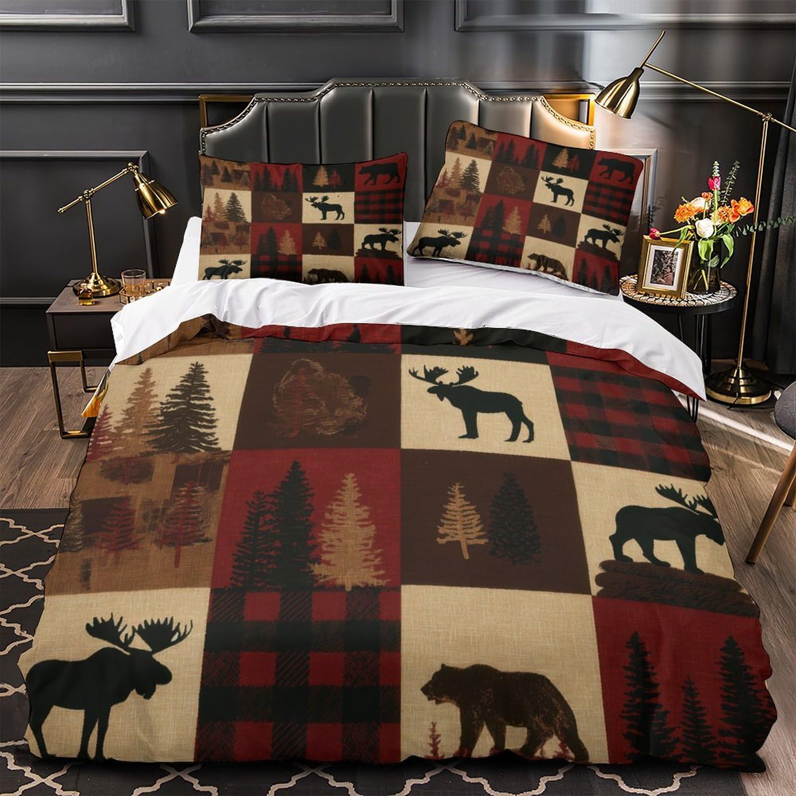 Housse de couette animaux de la forêt pour chambre d'ado fille parure de lit double confortable