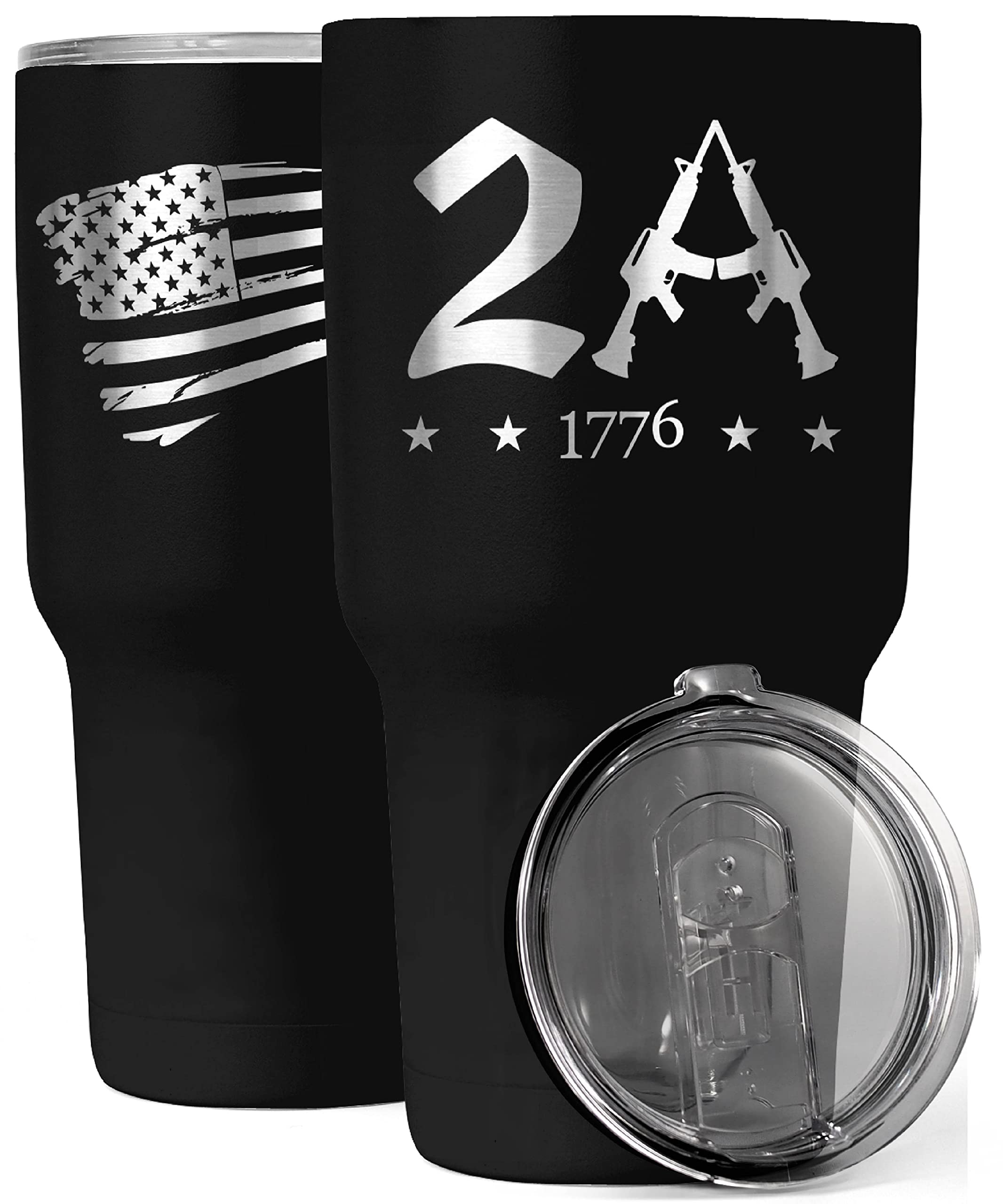 2A 2nd Amendment 30oz Patriotic Tumbler - American Flag Tumbler Travel Mug - Patriotic Coffee Travel Mug - Double Insulated 30oz Tumbler - Engraved in the USA - (2A 2nd Amendment)