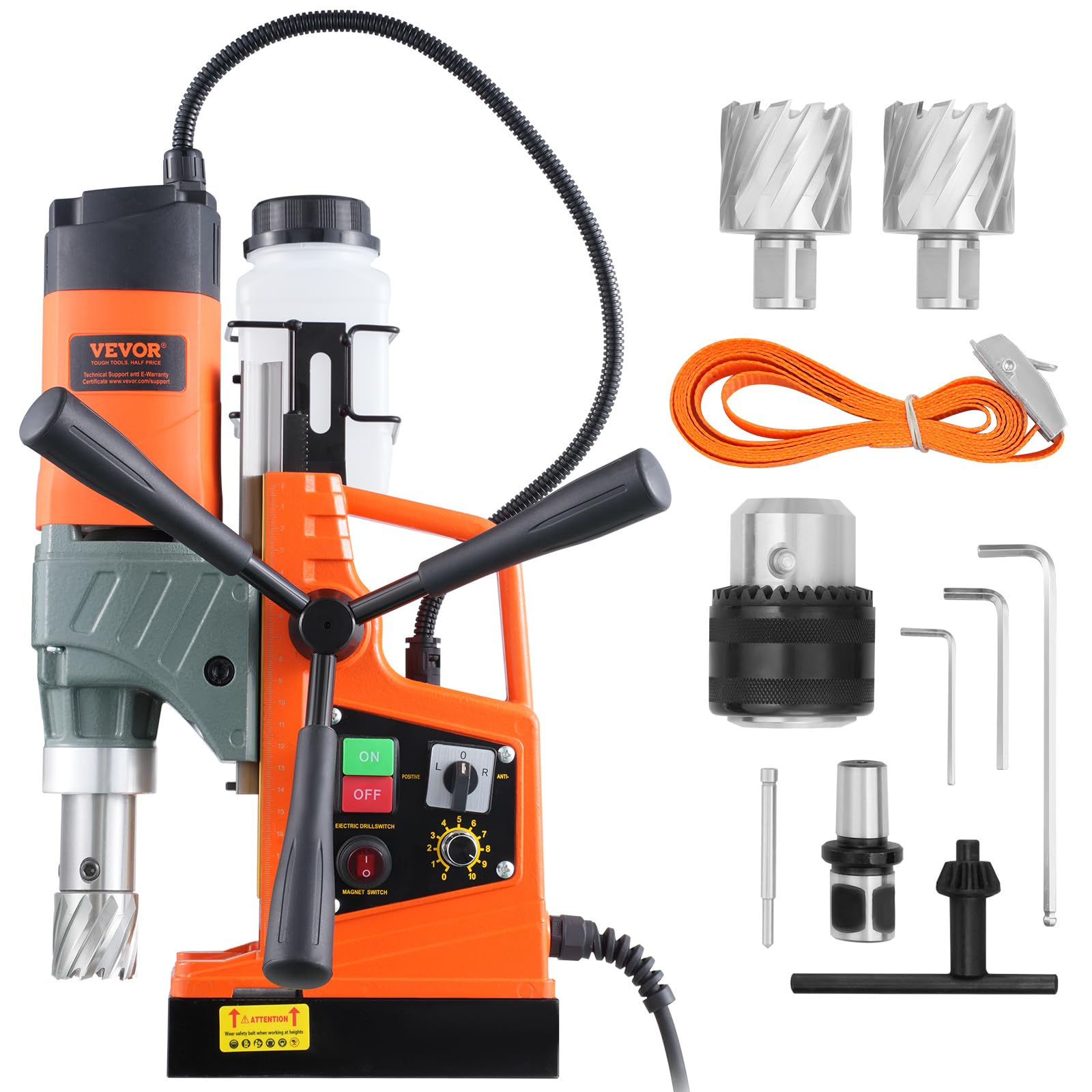 Perceuse Magnétique 1200W VEVOR – Force 10000N, Vitesse 900 Tr/min, Perçage Jusqu'à 38mm, Avec Tige Weldon