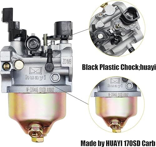 Miniatura 4 de Huayi Carburador OEM 170SD compatible con MTD Troy-Bilt, Cub Cadet, quitanieves 208CC motor de gas 270-WU con número OEM 951-15236 y 751-15236