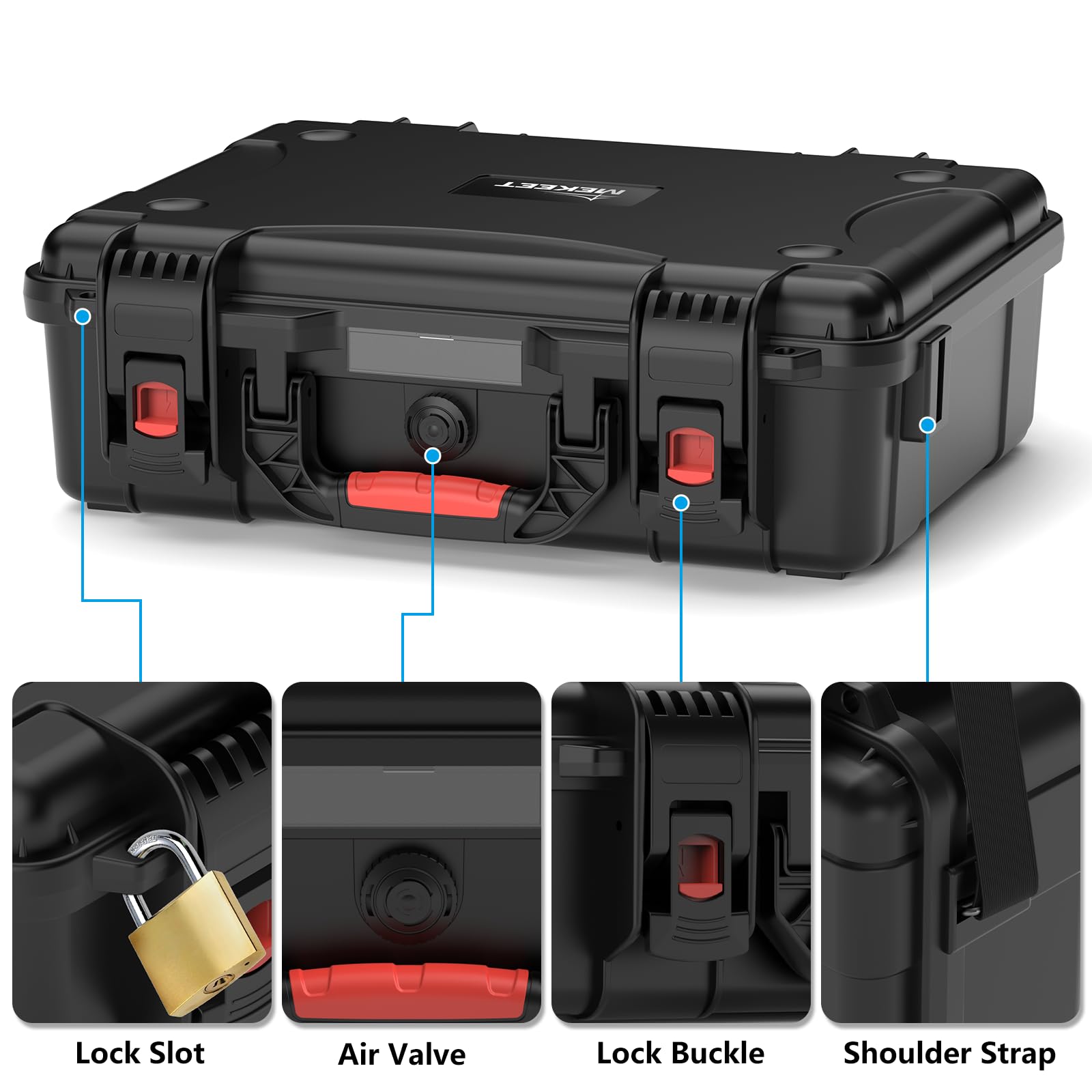 MEKEET Starlink Mini Tasche Hartschalenkoffer wasserdicht stoßfest für Starlink Mini Dish & Zubehör, mit Schultergurt & Tragegriff, Präzisions-Eva-Schaum, für Reisen Camping Wohnmobil-Schwarz