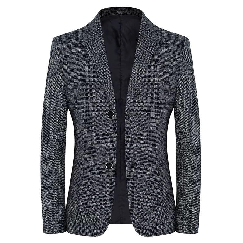 Men's Business Casual Blazer Trendy Two Button Sport Coat Spring Fall Middle Aged Suit Jacket