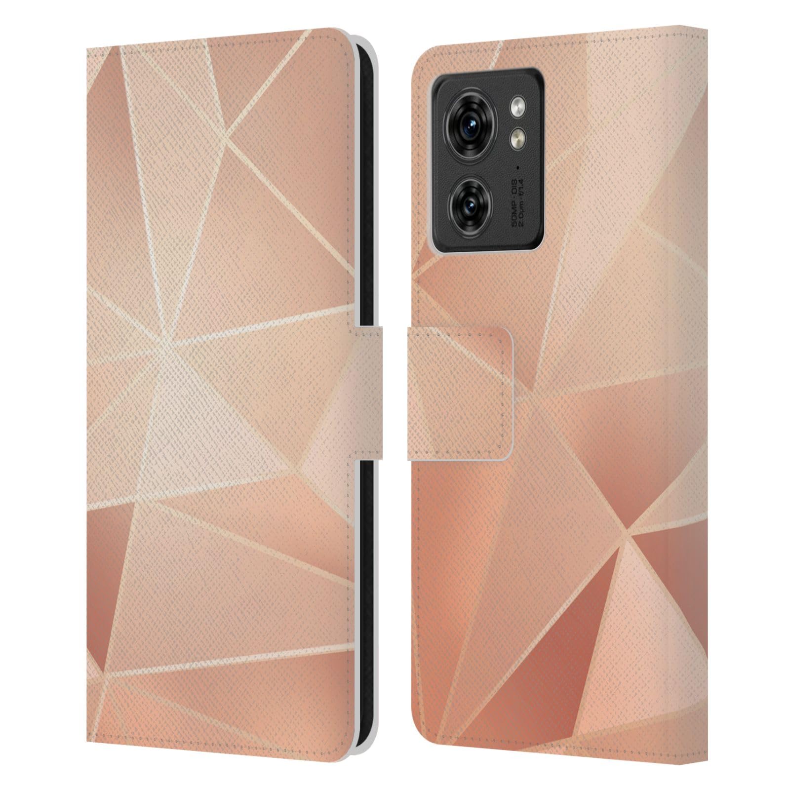 Head Case Designs Officially Licensed Alyn Spiller Geometry 2 Rose Gold Leather Book Wallet Case Cover Compatible with Motorola Moto Edge 40