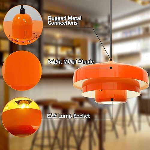 Miniatura 6 de Lámpara colgante enchufable de mediados de siglo con cable de enchufe, accesorios de iluminación colgantes naranjas, estilo nórdico, pantalla de