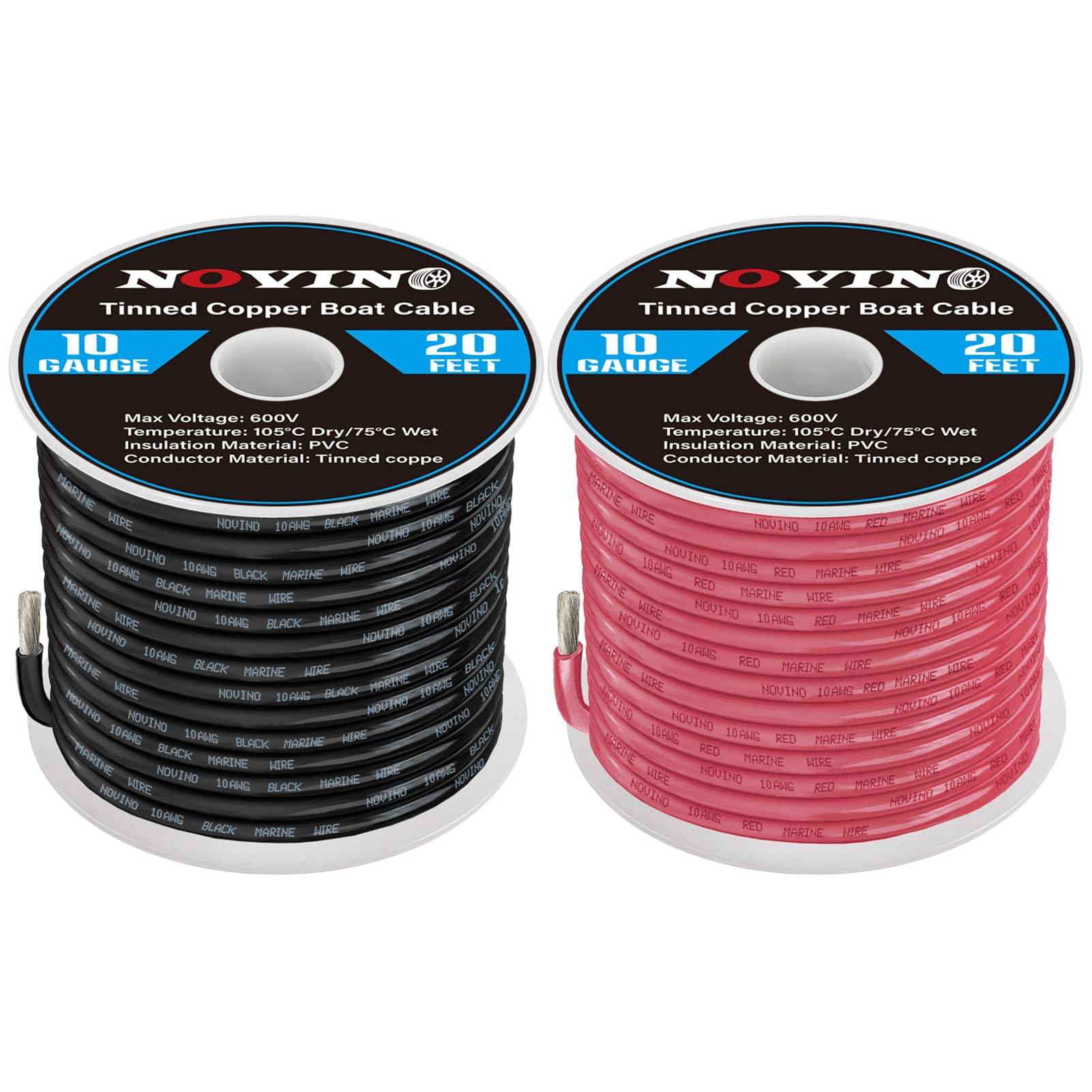 Photo 1 of 10 Gauge Marine Wire 10 AWG Marine Grade Wire Include 10 AWG 20FT Red and 20FT Black,10 Gauge Tinned Copper Electrical Cable for Boat Automotive Speaker Battery Lighting Solar Pane Camper Trailer