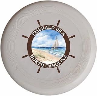 Emerald Isle North Carolina Nautical Helm Design Souvenir Flying Disc Single