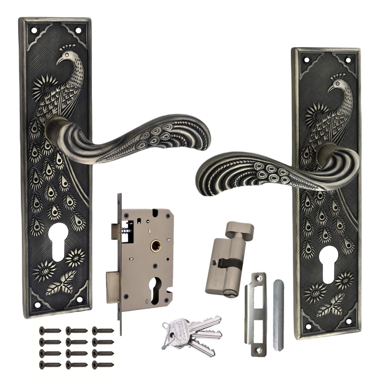 Atom Heavy Duty Mortise Door Lock with One Sided Key for Bedroom, Living Room, Main Door, Brass Antique Finish | 3 Keys | Lockset for House Hotel Office(MAYURCYOSK70) (B01MY3Q8SC) Amazon Price History, Amazon Price Tracker