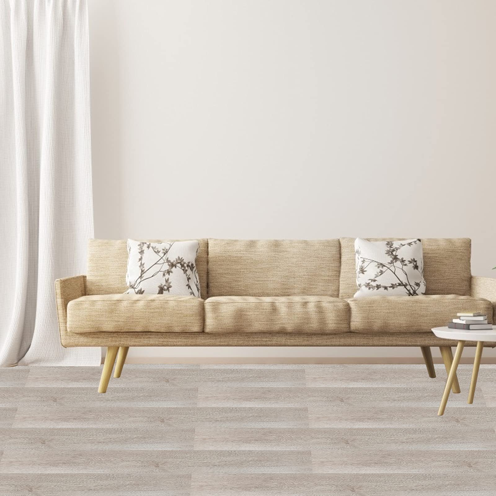 Gimisgu Pavimenti in vinile autoadesivo, antiscivolo, impermeabile, spessore 1,5 mm, 49 piastrelle, ca. 7 m² (White Oak)