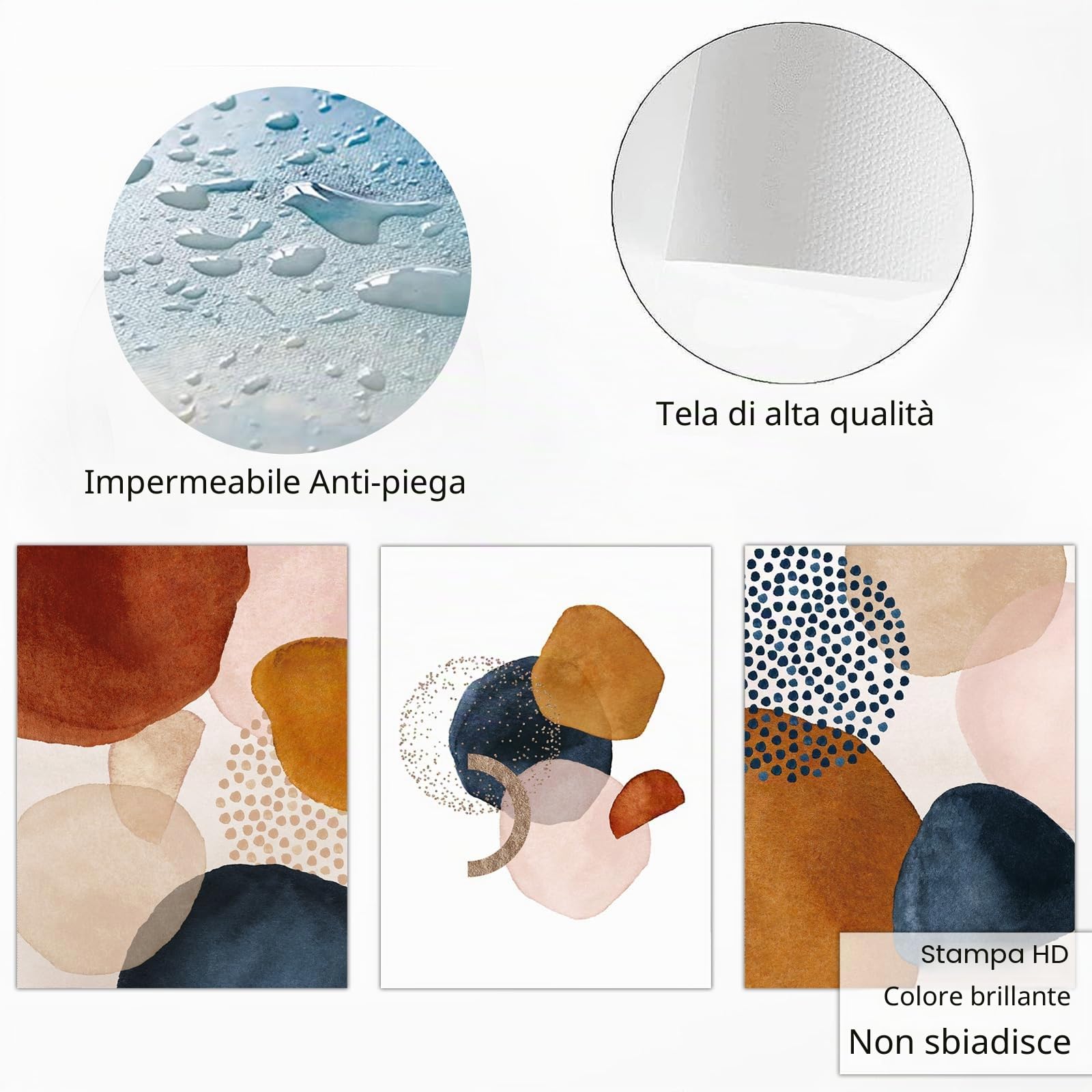 IUNTWEIE Quadro astratto su tela, geometrico, astratto, moderno, decorazione da parete, per soggiorno, camera da letto, immagini senza cornice (F,60 x 90 cm x 3)