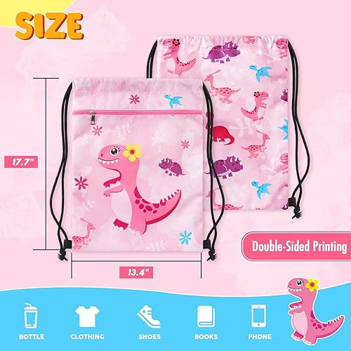 Miniatura 6 de WAWSAM Mochila con cordón - Bolsas con cordón para niños, bolsa de natación para la playa, Dinosaurio B, Dinosaurio B