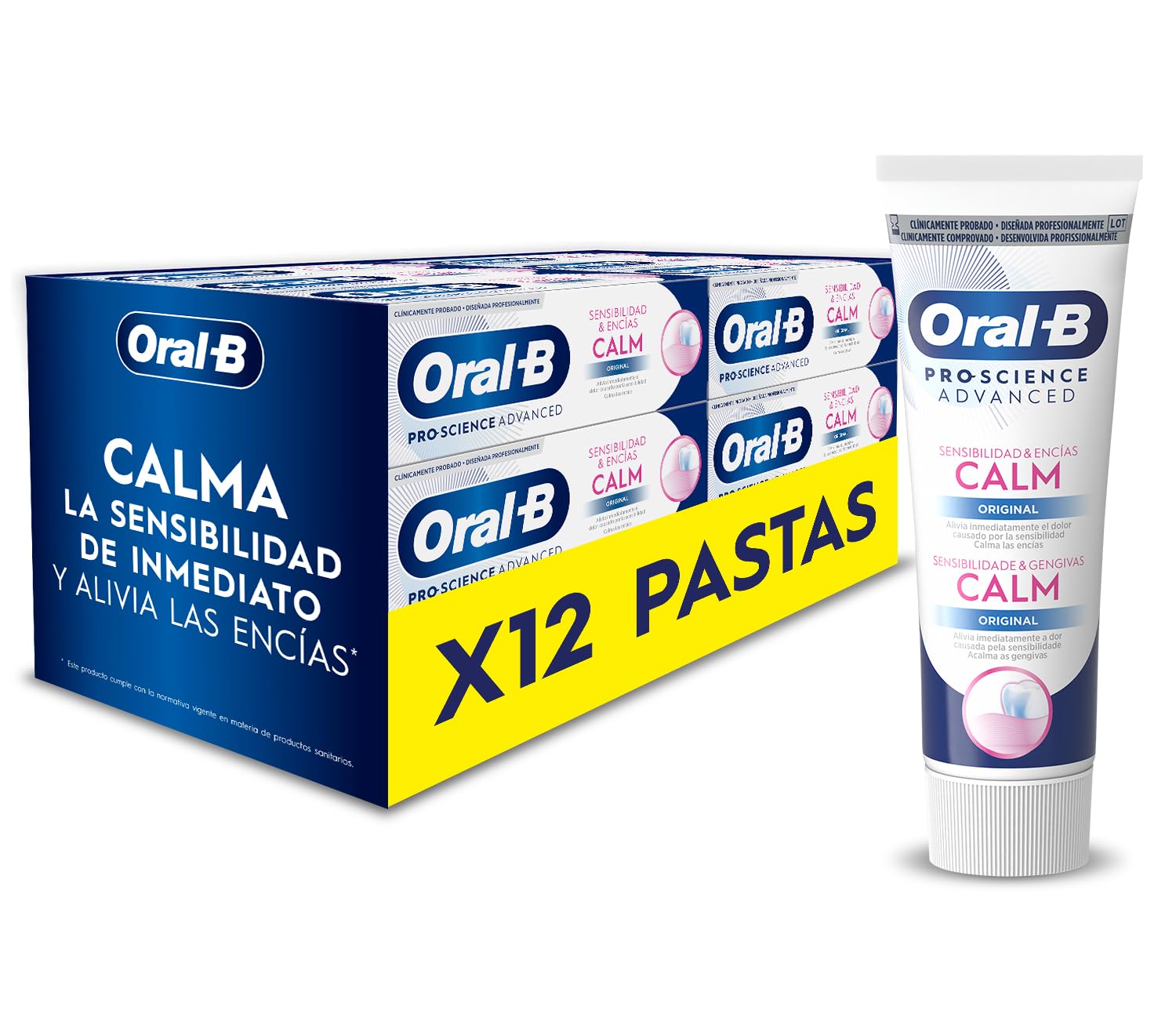 Oral-B Pro-Science Advanced Sensibilidad & Encías Calm Original Pasta Dentífrica, pack 12x75 ml
