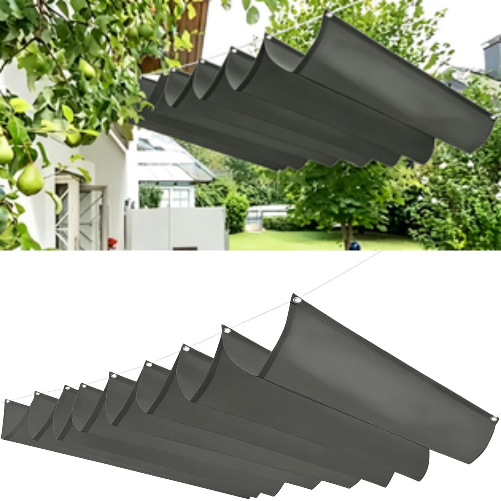 Waterproof Sun Shade Sail 60 x 500 cm Custom Adjustable, 98% UV Block Retractable Sun Shade Sail with Grommets, Tear Resistant for Outdoor Garden Patio Yard Lawn, Light Grey