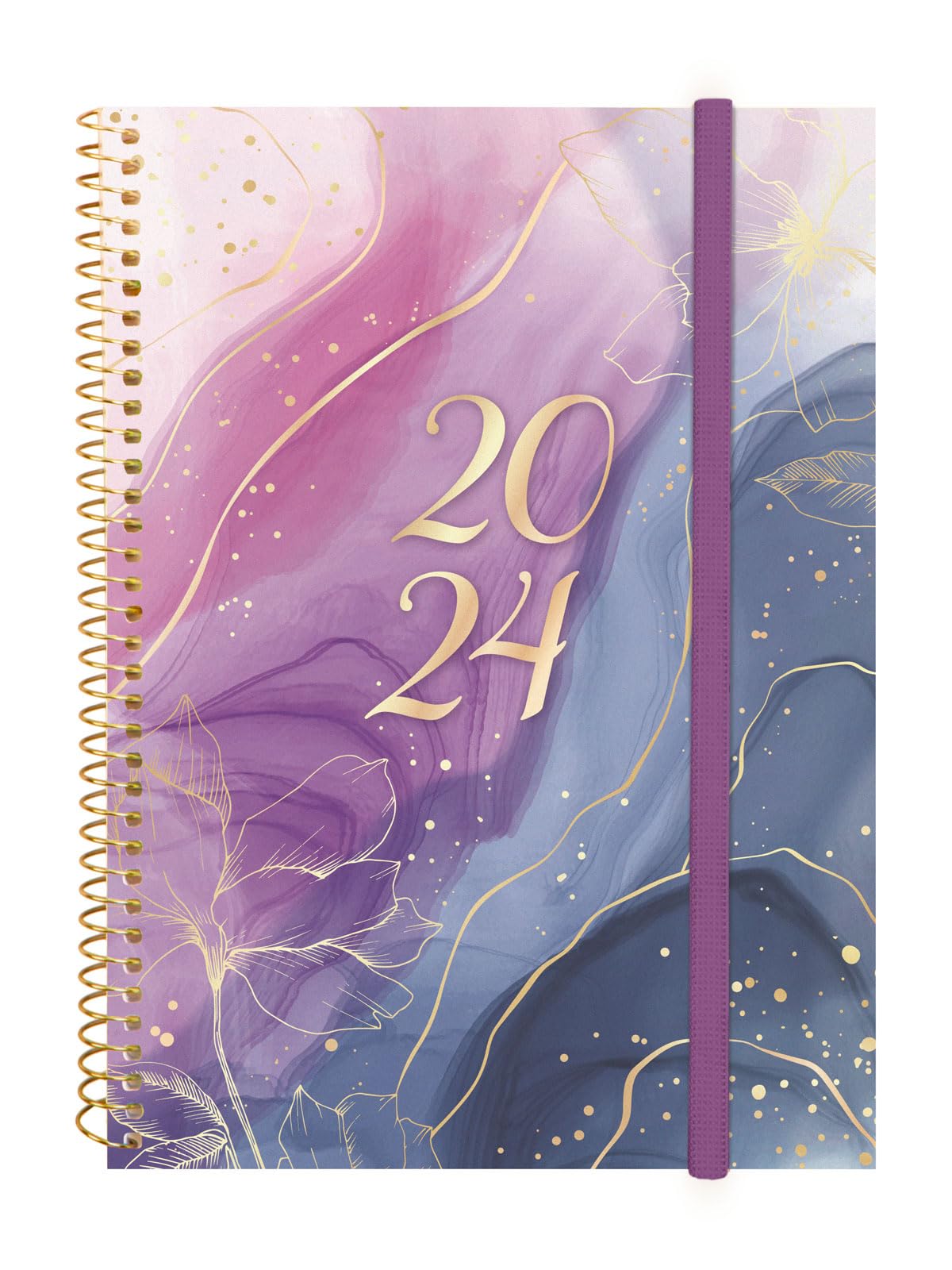 Finocam – Design Collection Goldy Spiral International Planner 2024 Horizontal Week View January 2024 – December 2024 (12 Months)
