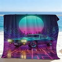 Vista 7 de Cyber Synthwave GTO Neon Retro Flannel Blanket, Super Soft Cozy Bed Throw, Versatile Throw Blanket for Bedroom & Sofa Decor (04,30 x 40in)