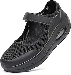 Sapatos femininos confortáveis de trabalho para enfermeira, antiderrapante, ajustável, respirável, buffer de caminhada, fitness, casual, ortopédico, leve, artrite, diabetes, dor no calcanhar