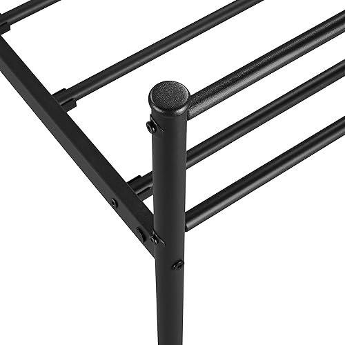 Miniatura 4 de Yaheetech Plataforma de cama de metal de tamaño matrimonial, color negro, estilo industrial simple para dormitorio, no necesita somier, con