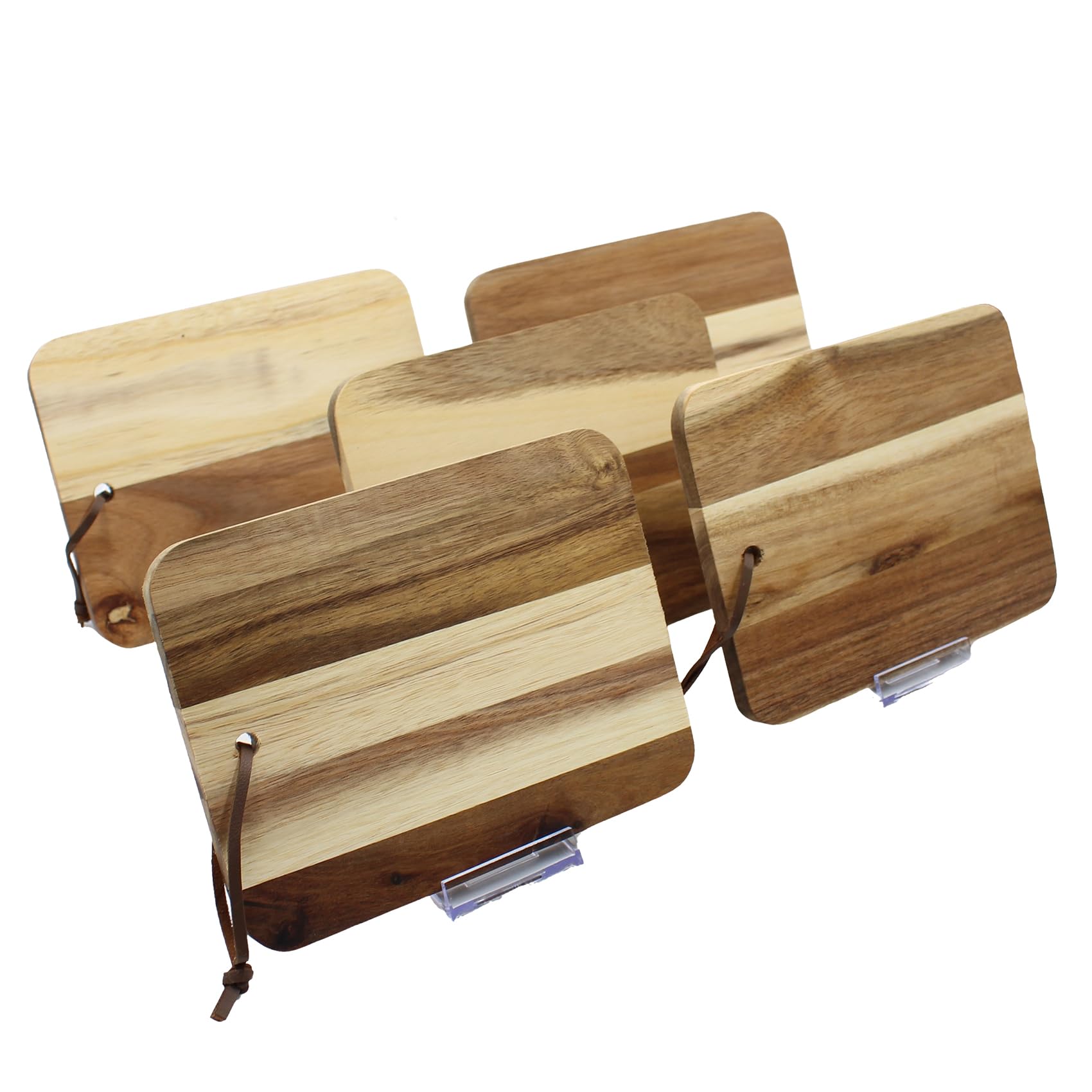 VmG-Store 5 x Breakfast Boards, Fruit Boards, Chopping Board, Acacia Wood (Pack of 5), Brown, 5 items