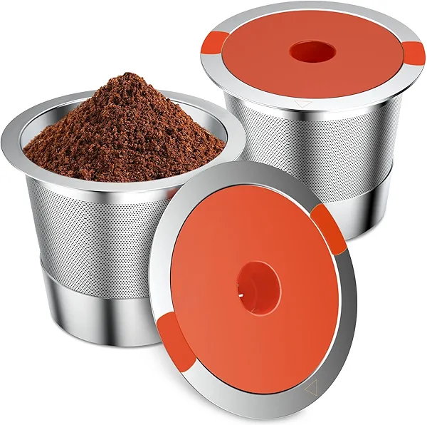 Reusable K Cups and Coffee Pods,Universal Stainless Steel K Cups for Keurig 2.0 and 1.0 Coffee Makers Machine Non-BPA(2 pack)