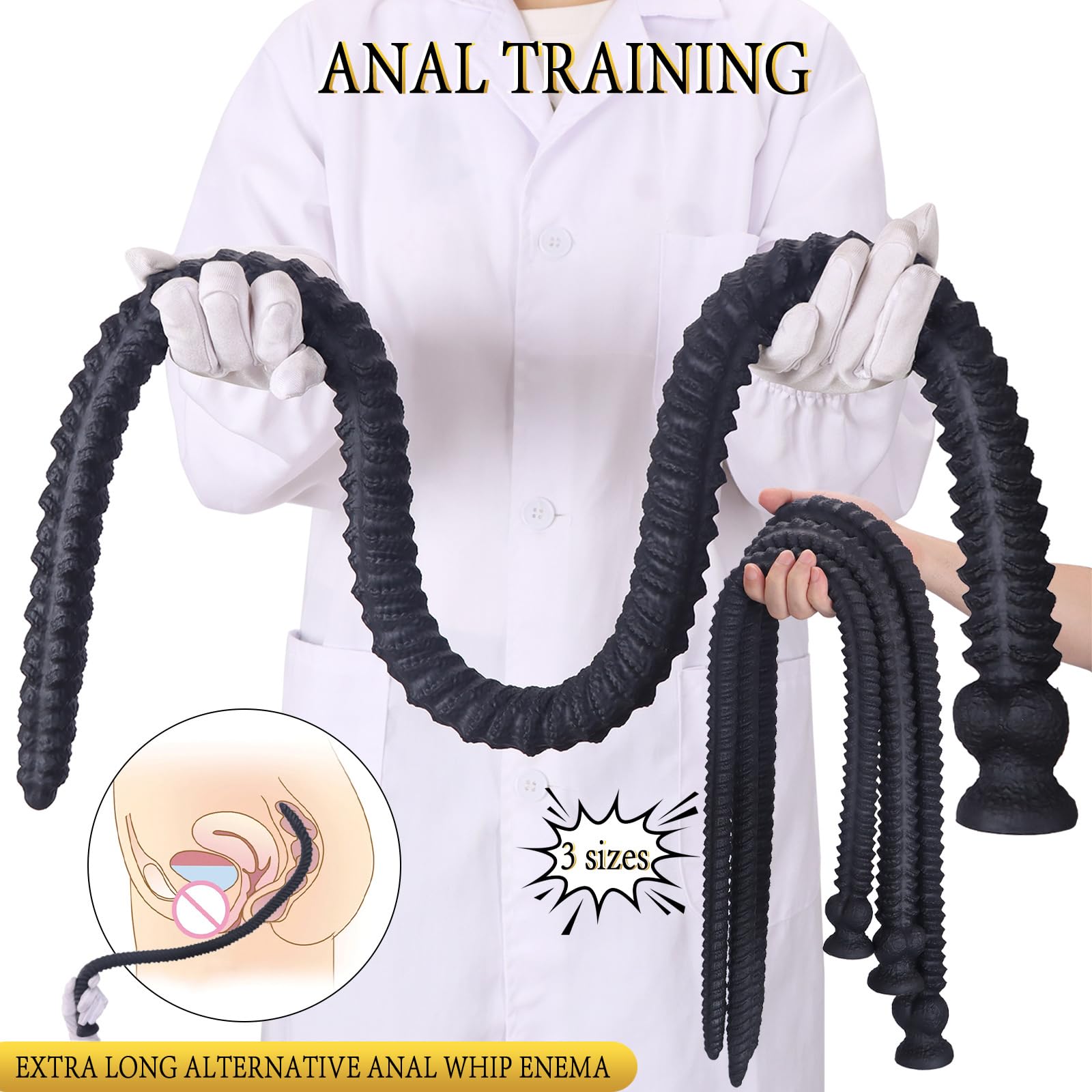 AMAZBEE AnalPlugs extra lunghi con ventose Butt Plugs in silicone per la dilatazione anale e vaginale Dildo anali filettati per la stimolazione della prostata e del punto G (L,1)