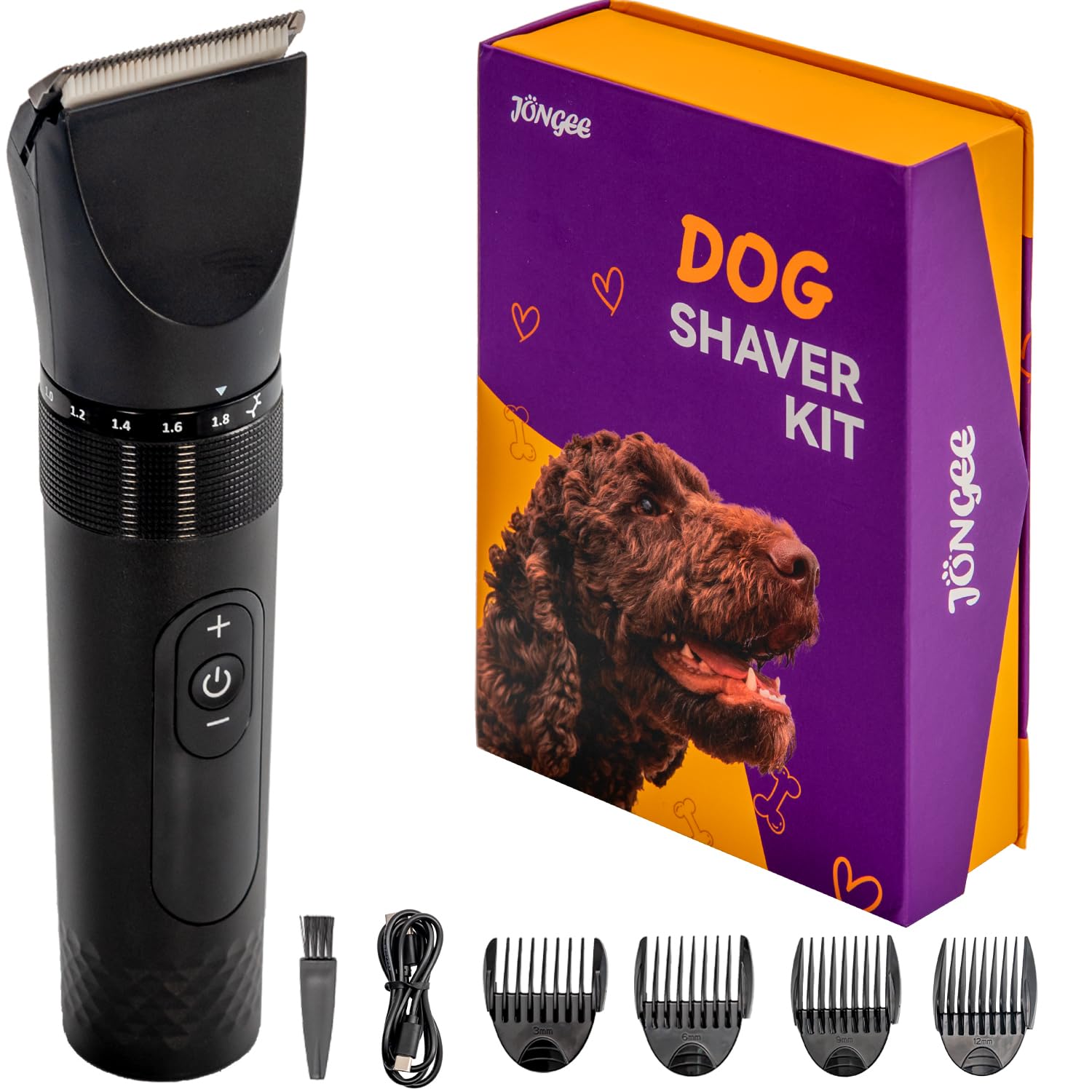 Dog Grooming Kit with Led Display, Heavy Duty Pet Grooming, Upgrade Motor for Dog Grooming Clippers with Low Noise, USB Rechargeable Cordless Pet Clippers for Small & Large Dogs Cats with Heavy Coats
