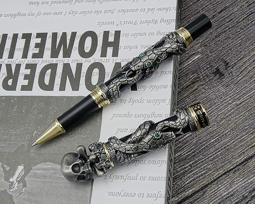 Miniatura 6 de Jinhao Snake Roller - Bolígrafo de metal, color negro con cabeza de calavera