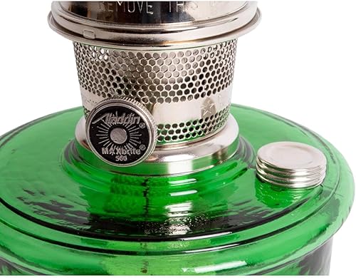 Miniatura 5 de Aladdin Genie III - Lámpara de aceite, iluminación de emergencia interior para estante, mesa o colgante, cuenco de vidrio verde esmeralda con