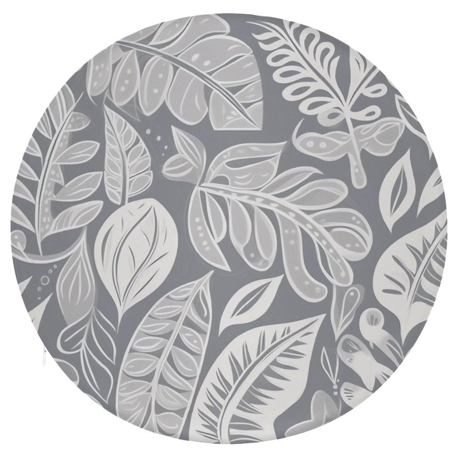 Wsoihfec Style Many White Leaves Seat Cushion Round Chair Pad