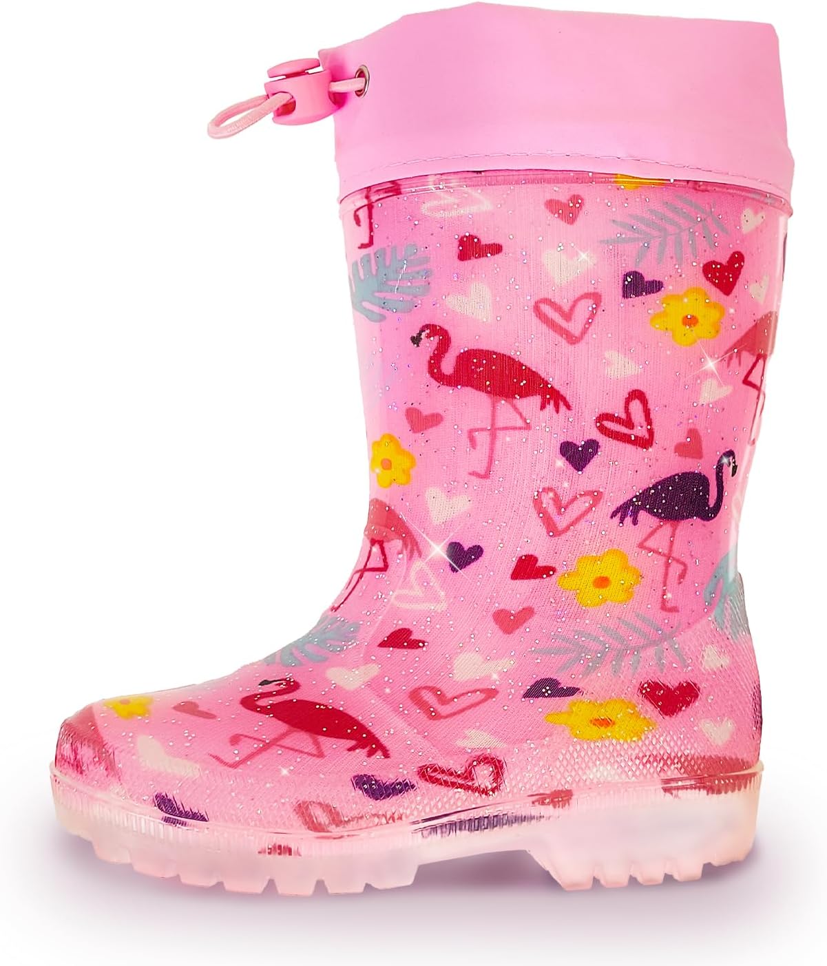 Toddler Kids Rain Boots with Adjustable Drawstring - Waterproof Lightweight Non-Slip Garden Boots for Boys and Girls, Outdoor Play Shoes