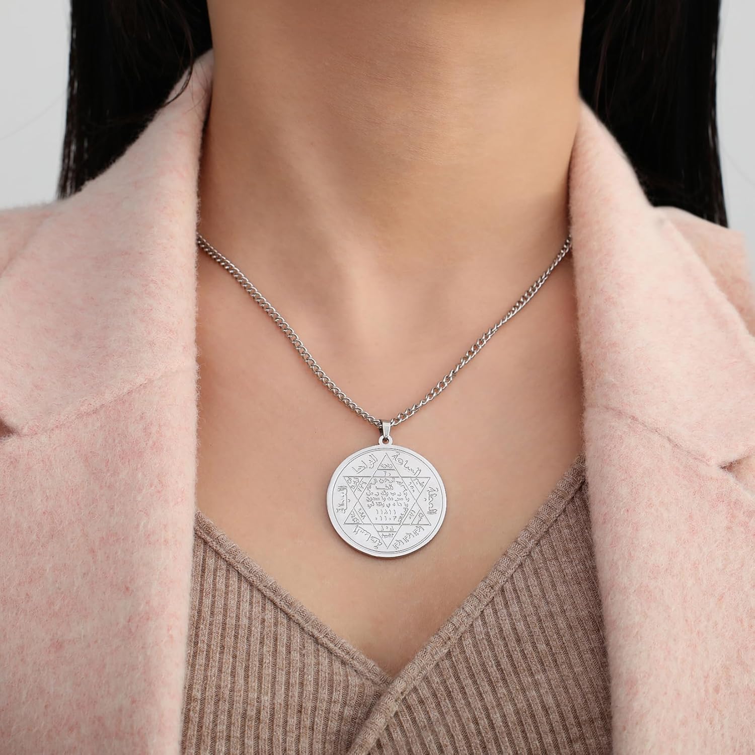 EUEAVAN Key of Solomon Necklace Seal of Solomon Pendant Talisman Of Protection Seals Kabbalah Occult Jewelry Islamic Gift Women Men - Image 3