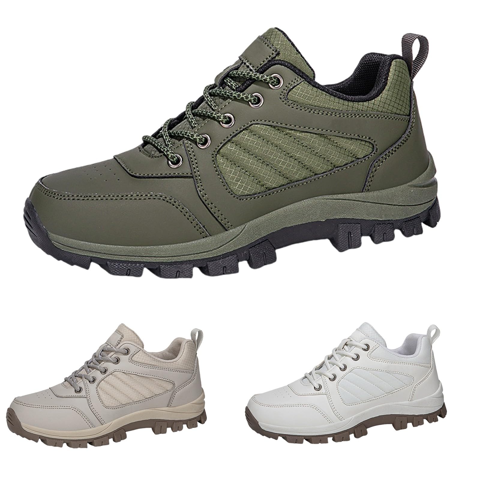 Generisch Chaussures de randonnée pour femme - Pieds larges - Chaussures de trekking avec dessus en cuir - Chaussures de randonnée légères - Chaussures de marche confortables à enfiler - Résistantes à