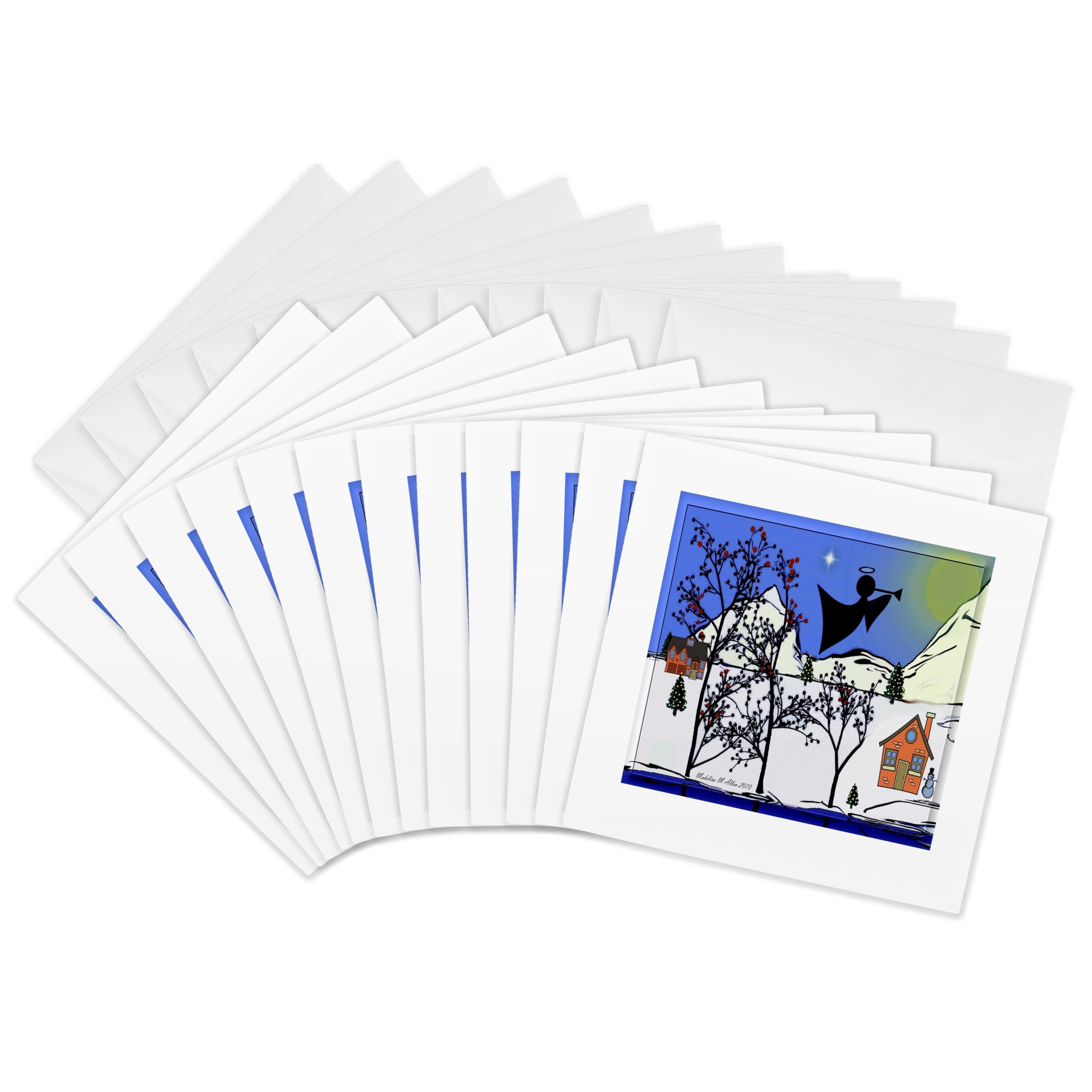 3dRose gc_6497_2 6 x 6-Inch "Angel Silhouette 1" Greeting Card (Pack of 12)