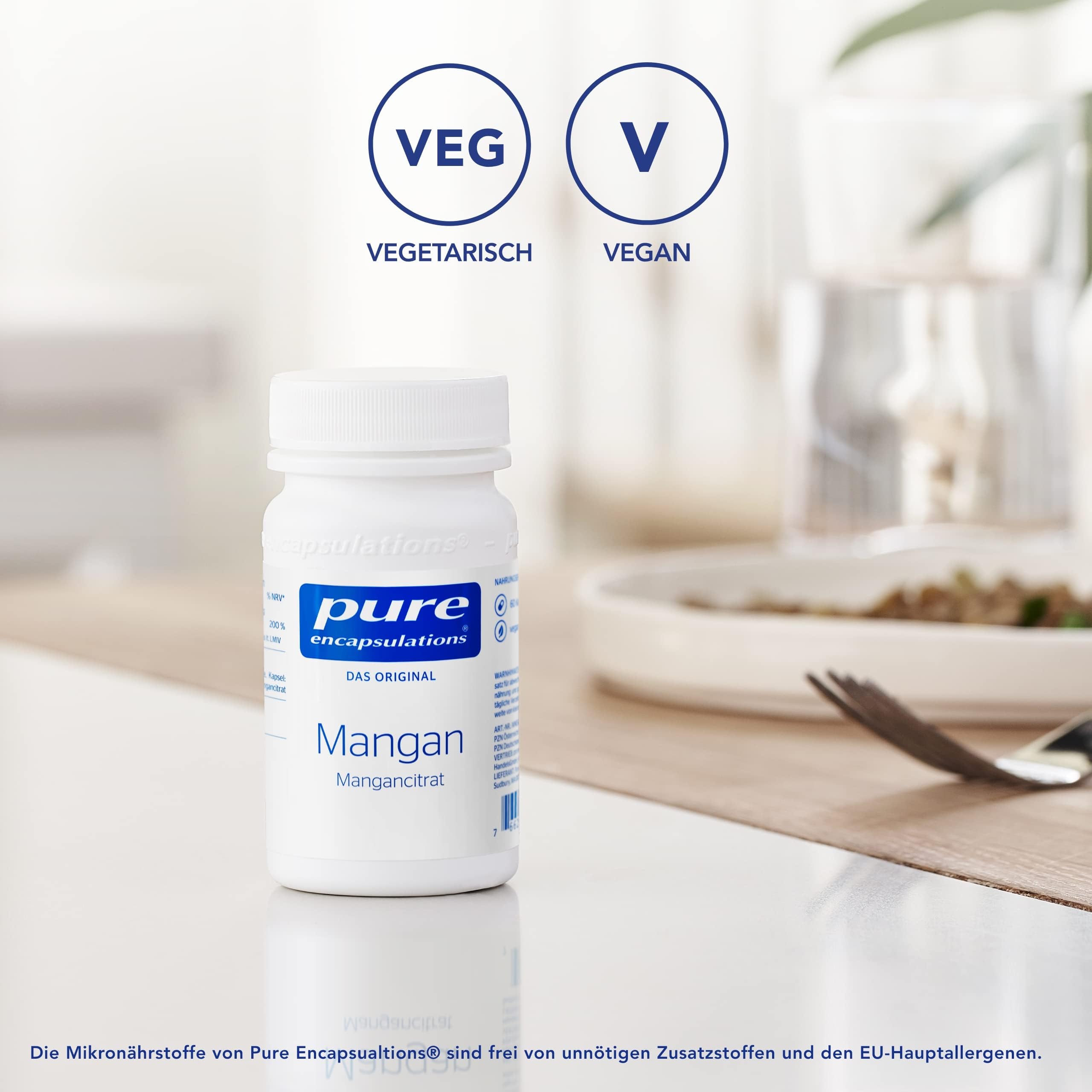 Pure Encapsulations - Mangan (Mangancitrat) - Nahrungsergänzungsmittel zur Unterstützung für Bindegewebe und Stoffwechsel - 60 Kapseln