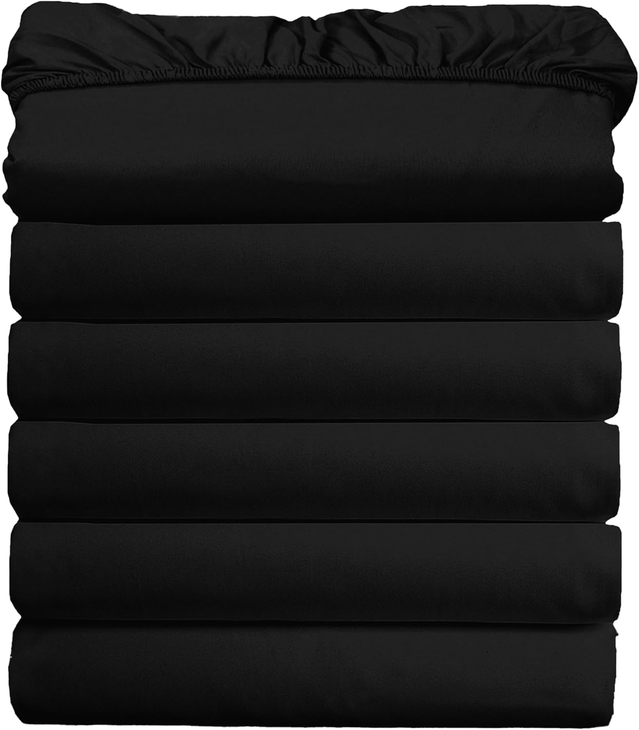 Elegant Comfort Ultra Soft Bulk Pack of 6 Bottom Fitted Sheets - 1500 Premium Hotel Quality Microfiber 6 Pack Fitted Sheets - Deep Pockets up to 16 Inches, King Size, Black