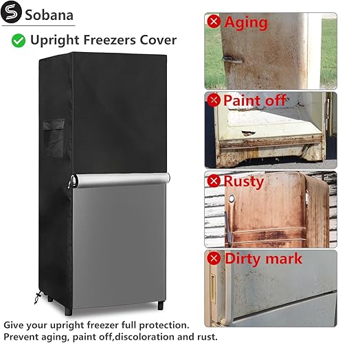 Miniatura 5 de Cubierta vertical para congelador, funda impermeable para refrigerador con doble cremallera para exteriores de 7.6 a 10.1 pies cúbicos, cubiertas