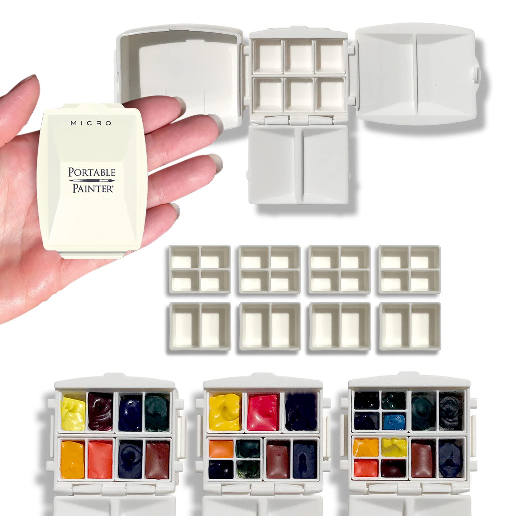 Portable PainterMicro Watercolor Palette Plus Eight Custom Micro Pans – Expand Your Palette Instantly - Travel – Pocket Size – Featherweight – Quality - Simplify Your Life