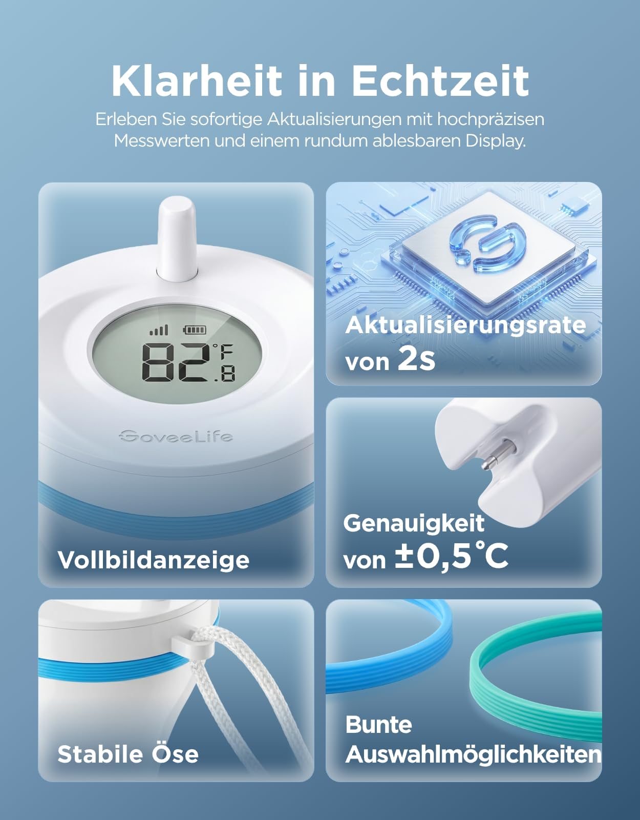 GoveeLife WLAN Pool thermometer P2 mit Gateway, Schwimmend Wasserthermometer Digital Funk, wasserdicht nach IP68, Reichweite von 330M, Benachrichtigungsalarm für Badewanne, Whirlpool, Aquarium und SPA
