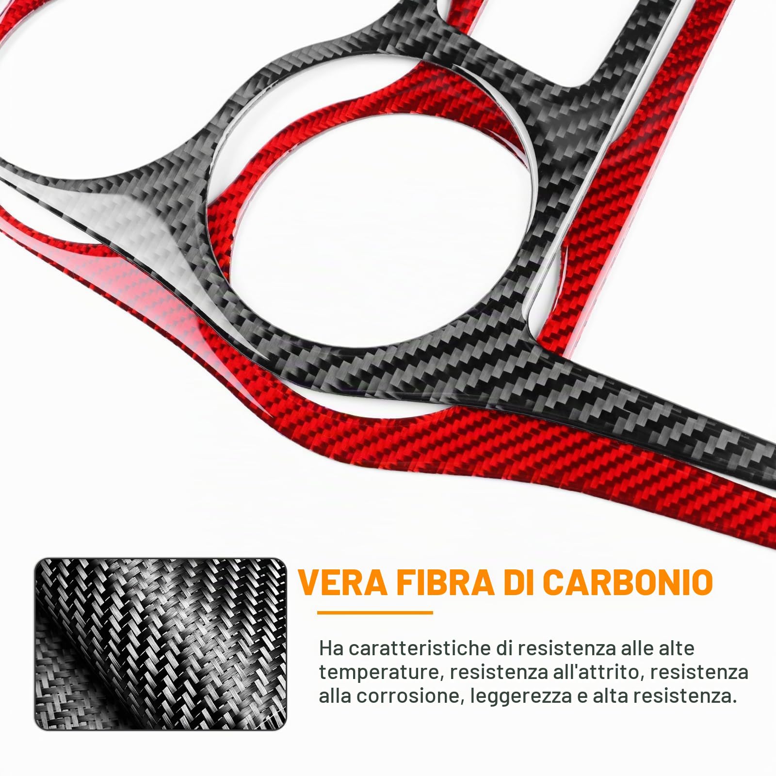 KUNGKIC Per Fiat Panda 169 2003 – 2011 in fibra di carbonio auto condizionatore centralizzato pannello di controllo telaio decorativo interno adesivo accessorio regalo (nero)