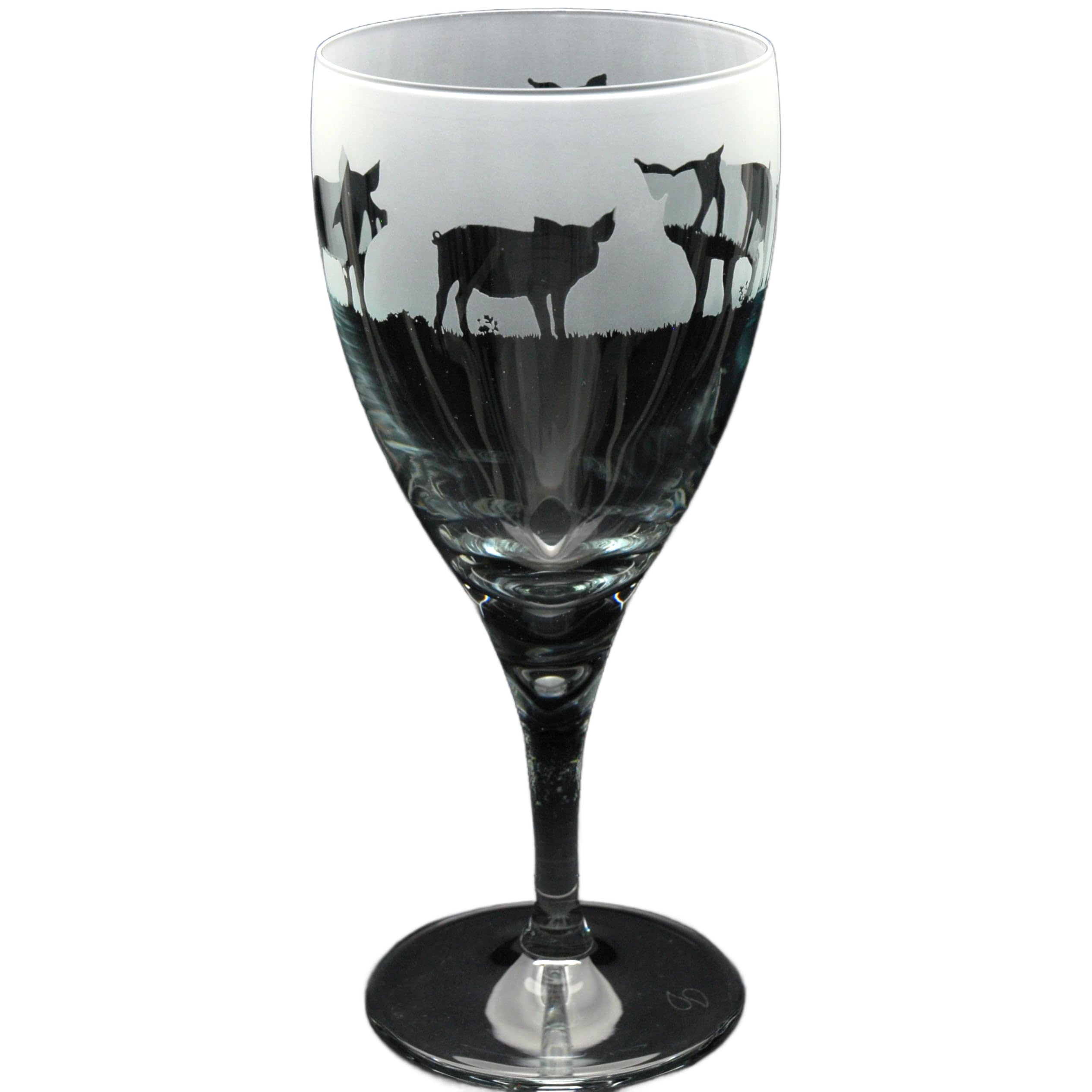 GLYPTIC Glass Art Pig Hand Etched/Engraved Crystal Wine Glass โ image 1