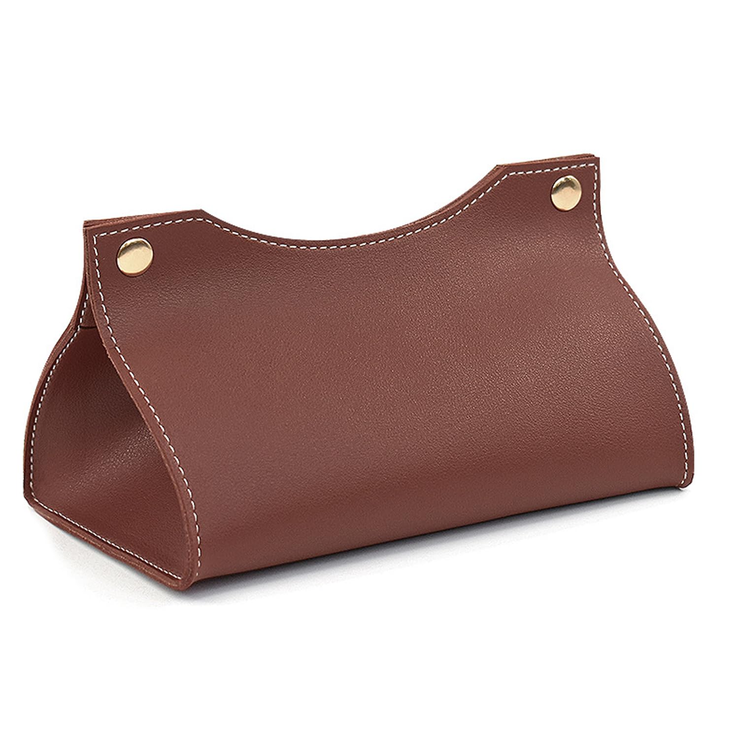 Leather Tissue Box Cover, Leather Tissue Box Organizer Holder for Home Living Room Table, Leather Car Mounted Tissue Storage Box (Coffee)