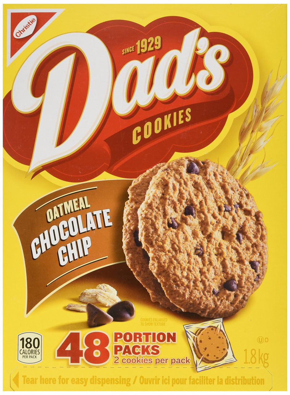 Dad's Chocolate Chip Cookies 48 pack, 18 Kilogram Individually Wrapped and Easy Dispensing Lid